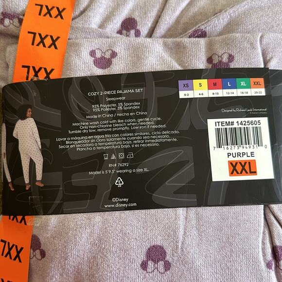 Disney Minnie Mouse Pajama Set Jogger Style size XXL Women’s Purple Lila - Picture 4 of 4